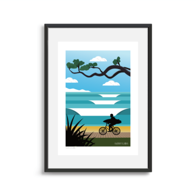 Surfer on a bike