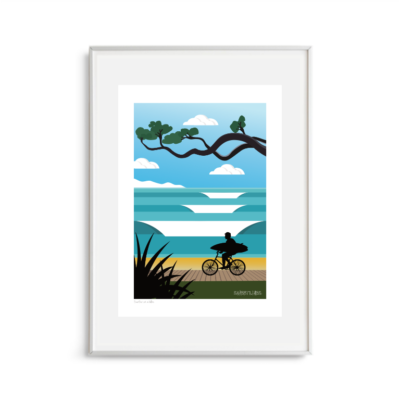 Surfer on a bike